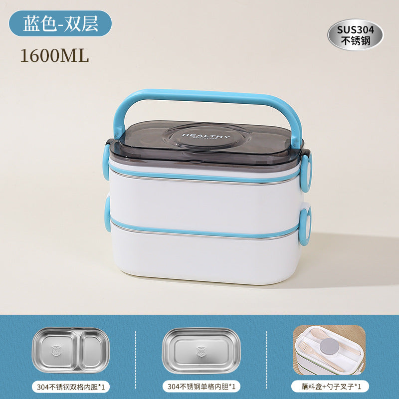 304 stainless steel multi-layer lunch box, office workers can enter the microwave oven for lunch, heat preservation lunch box, student bento box