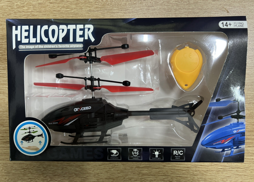 Remote control hovering helicopter with lights - durable, rechargeable airplane for stalls & cross-border sales