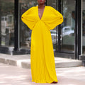 C8538  cross-border plus size women's summer european and american v-neck batwing sleeve loose casual pleated foreign trade dress