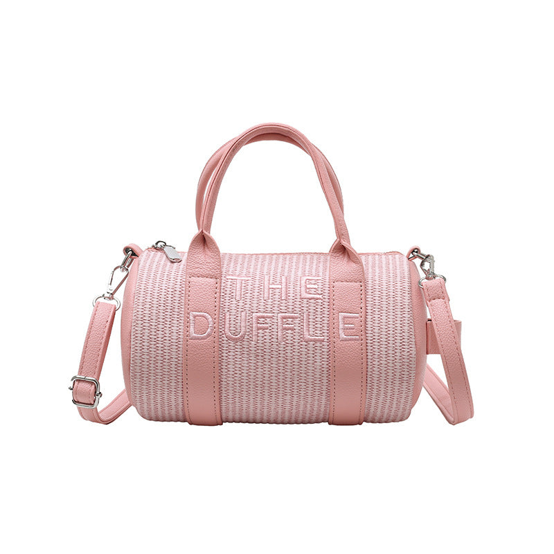 crossbody bag for women, large capacity, 2025 summer letter print, straw woven backpack, trendy shoulder tote bag