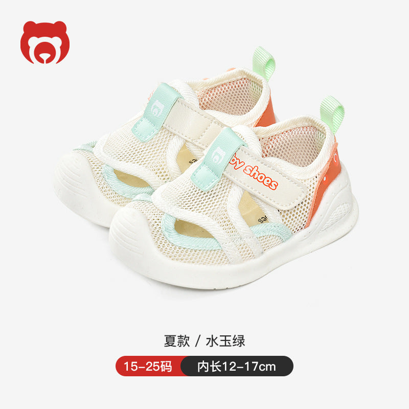 Baby sandals for boys, summer first walker shoes, 0-1-2 years old infant anti-slip soft sole mesh shoes for babies and toddlers, baby girl shoes
