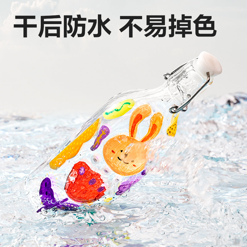 Deli 48-color washable acrylic marker triangle rod colorless stackable large-capacity marker acrylic