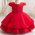 Ready-to-ship wholesale girls' dresses, beaded tulle princess dresses, christmas party evening gowns, kids' dresses