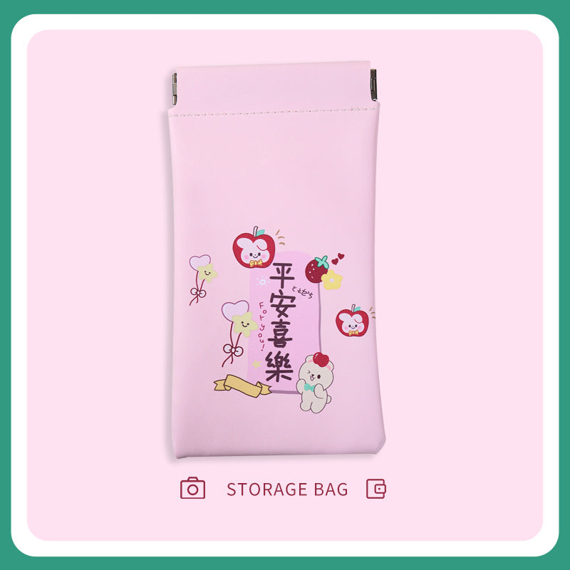 Sanitary napkin storage bag women's explosion cute cartoon lipstick cosmetic bag small portable large capacity