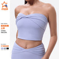 new arrival sports tube top yoga wear tops women's pure color pleated back silm sports intimates fitness wear