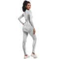 seamless knit high-stretch longline ski suit set, activewear running fitness yoga two-piece set for women