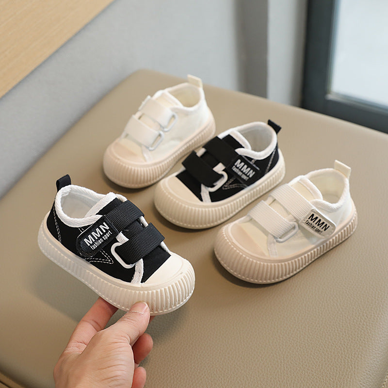 Kids' canvas shoes - spring/autumn white sneakers for boys and girls - soft sole, versatile casual shoes for toddlers and preschoolers (ages 1-3)