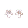 French retro hollow flower stud earrings for women, korean style ins unique pearl earrings, simple, exquisite, and versatile ear accessories