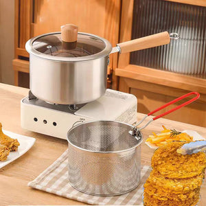 Stainless steel milk pot, deep fryer, household oil pot, small fryer, noodle pot, soup pot, baby food supplement pot - uncoated