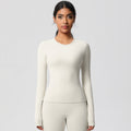 nude feel brushed yoga top - quick-dry, compression fit, long sleeve activewear for running and fitness