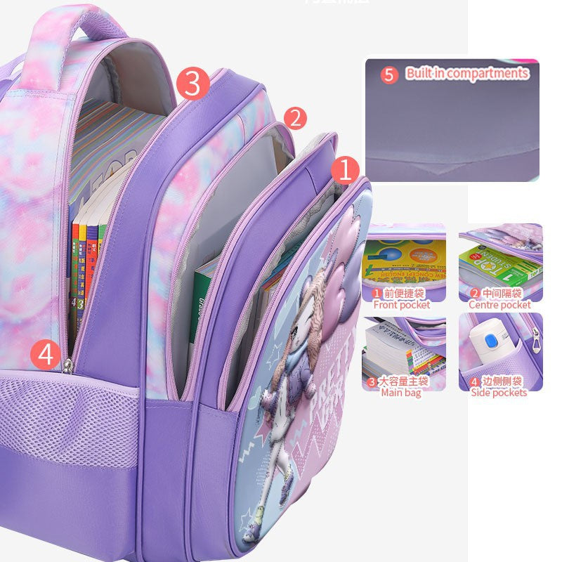 New arrival primary school students can be equipped with pull rod school bag lunch bag pencil bag three-piece set kids cute cartoon backpack