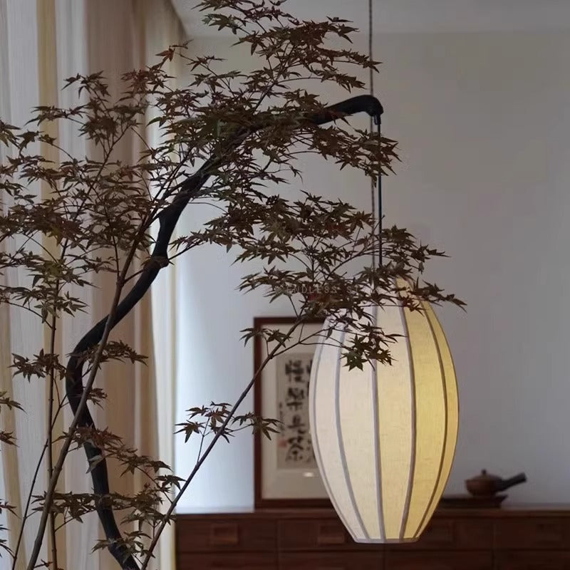 wabi-sabi retro wind branches new Chinese zen floor lamp tea room study atmosphere light fabric lantern fishing lamp