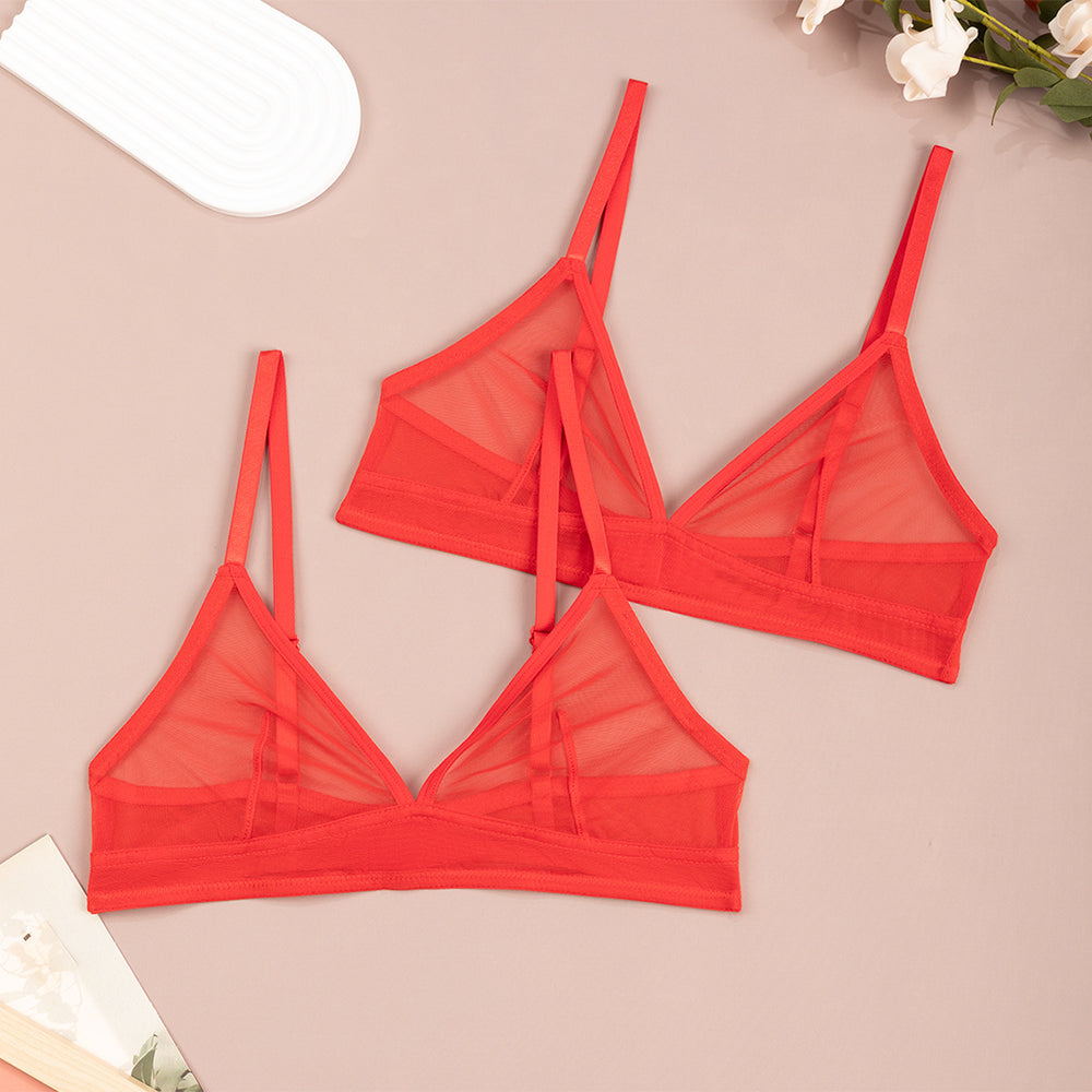 french sexy transparent three-point women's bra small breast mesh intimates hot girl ultra-thin style