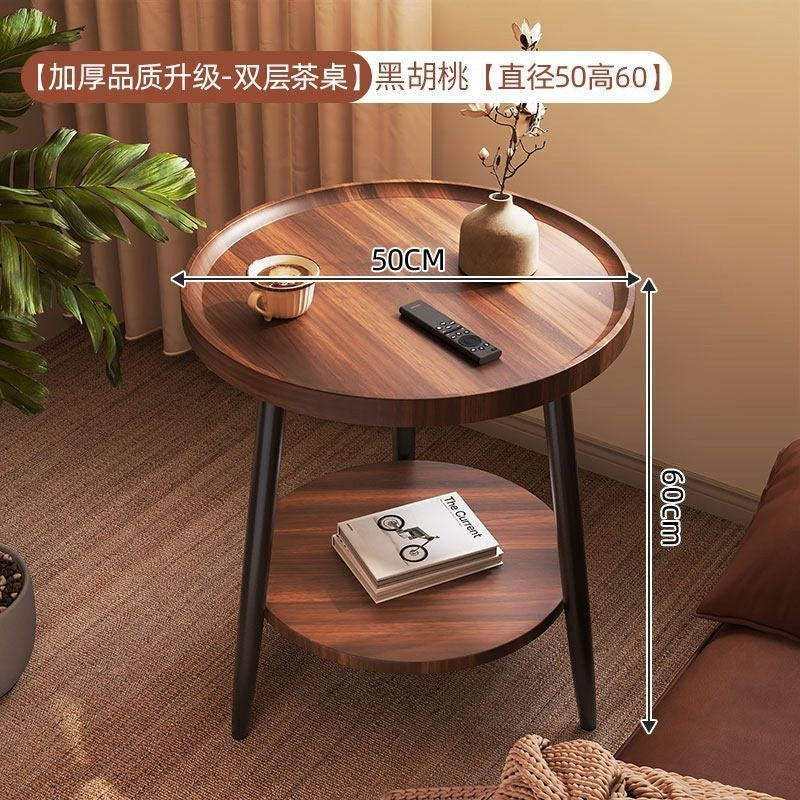 Scandinavianaccessible luxury small apartment side table casual modern for home round double layer side table coffee table small table sofa coffee table
