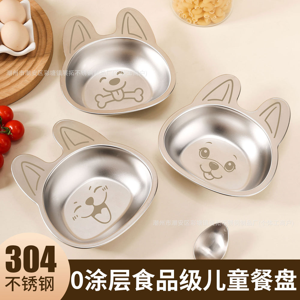 304 stainless steel children's cartoon cute dinner plate fruit plate baby food supplement bowl children's tableware