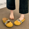 Yellow hidden heel birkenstock shoes women's 2026 spring summer new arrivalretrothick sole slip-on outwear toe-cap half slippers