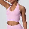 fashion breathable halter back yoga bra fashion seamless sports intimates women's summer bubble wrap fitness tops