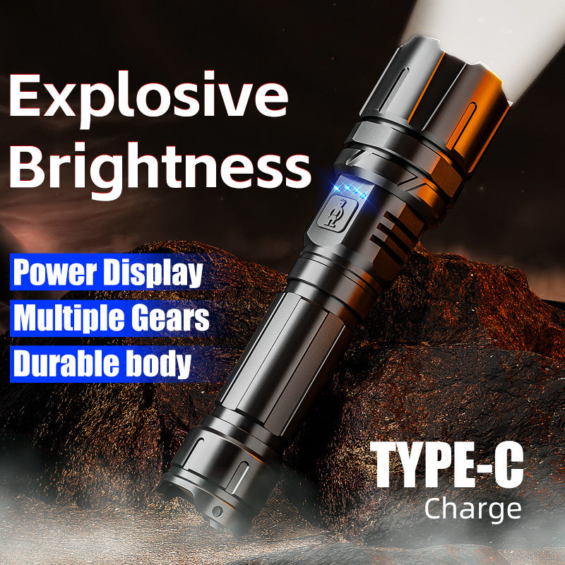 Manufacturer wholesale aluminum alloy self-defense flashlight charging outdoor emergency light lighting flood control portable flashlight strong light