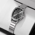 watch fashion oval bamboo steel band women's watch casualcasualpopular live broadcast silver wrist watch 1