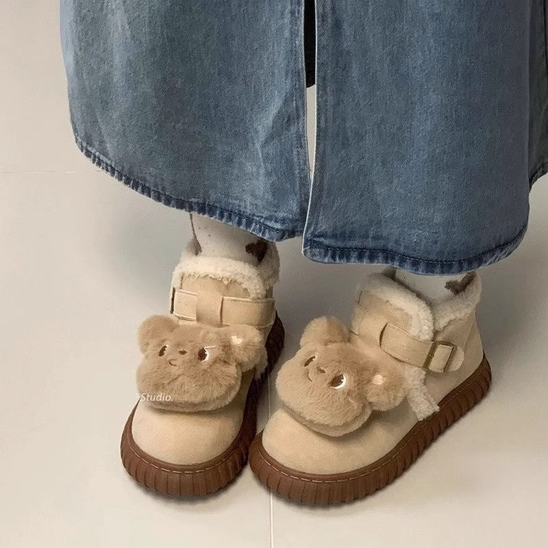Fashion tribe fleece-lined fluffy snow boots for women, new winter 2026 collection, extra thick warm cotton shoes, non-slip ankle boots