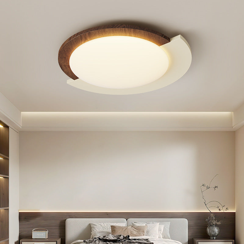 Wood grain retro bedroom ceiling light French medium and ancient style creative master bedroom light wabi sandy wind walnut pattern study light