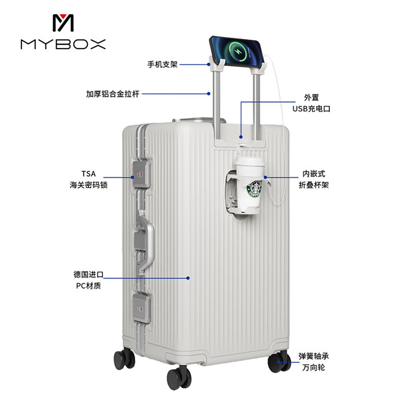MYBOX suitcase women's new large leather case trolley case men's 28-inch boarding password travel case is strong and durable