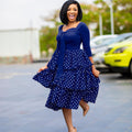 D117t european and american clothing  foreign trade plus size cross-border dress slimming polka dot african dress mother's wear