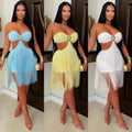 C7741 cross-border    new women's bandeau tassel mini dress nightclub party dress