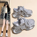 Chunky platform sneakers for women, spring/summer 2026 new collection, lace-up, versatile height increasing, mesh breathable athletic casual shoes
