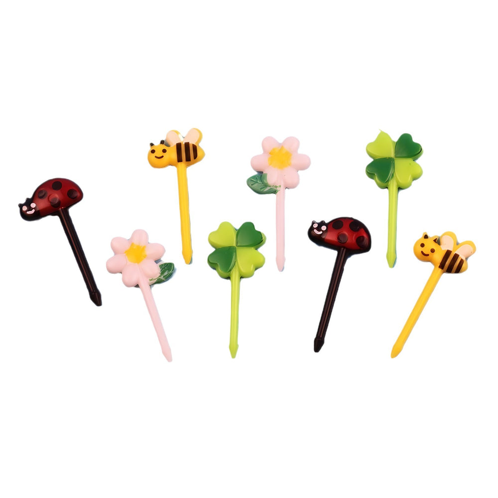 Ready-to-ship floral, bee, and fruit forks - sunflower bento picks - children's plastic fruit forks - cake toppers - direct from the manufacturer