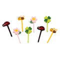 Ready-to-ship floral, bee, and fruit forks - sunflower bento picks - children's plastic fruit forks - cake toppers - direct from the manufacturer
