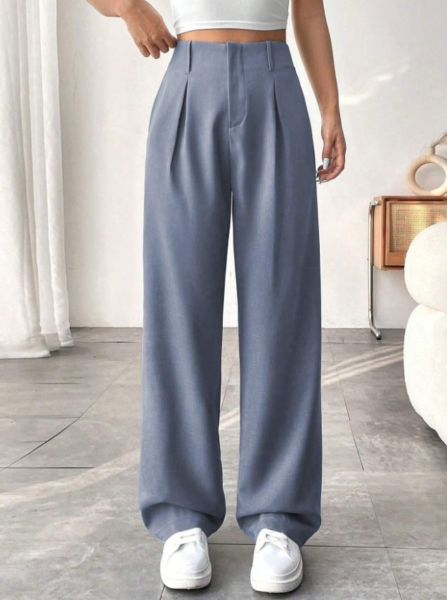 Ready-to-ship european and american style  commute-friendly, slimming, spring/summer high-waisted wide-leg pants - versatile casual suit pants/trousers