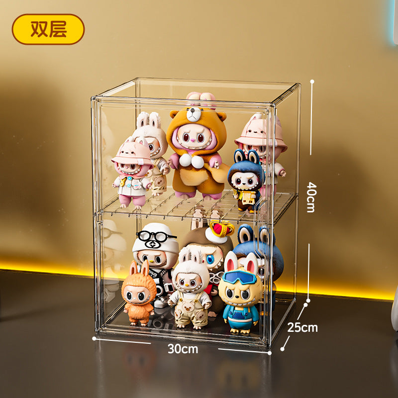 Figure blind box storage display box labubu POP MART storage box transparent dust model toy display box