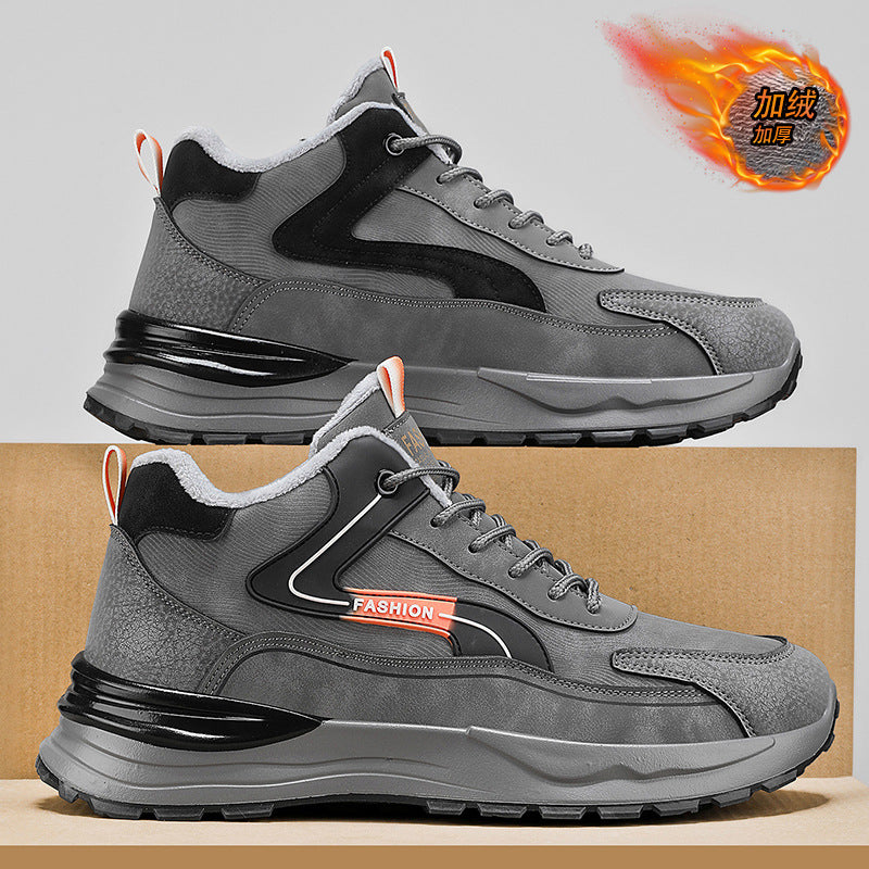 Winter new men's shoes: fleece-lined, warm, double-layer cotton shoes for men - waterproof, slip-resistant, work safety, wear-resistant, thick-soled athletic shoes