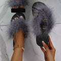 2024 european and american export ostrich feather slippers women's summer outdoor real fur flip-flops fur slippers large size slippers