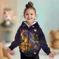 Kids' hoodie jacket, cross-border hot seller: cute cartoon print fashion zip-up hoodie for girls, dropshipping available