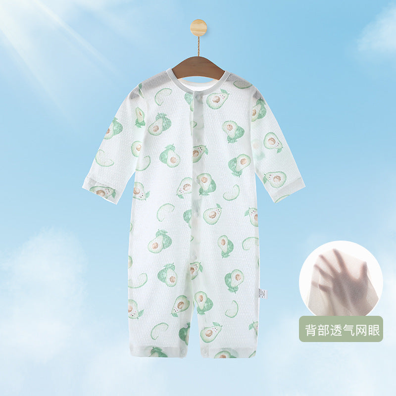 Baby summer romper infant clothes baby home air conditioning suit 0-1 year old newborn long sleeve onesie crawling suit