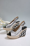 Exportnew arrival wedge woven hemp rope high heel fish mouth back hollow sandals casualwaterproof platform thick sole high heel women's shoes