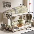 Accessible luxury cream white kitchen daily use bowl rack storage rack countertop for bowls, plates, chopsticks, multifunctional cutting board, dishes storage