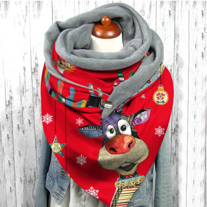 Export fashion buckle imitation cashmere printing scarf long scarf triangle scarf
