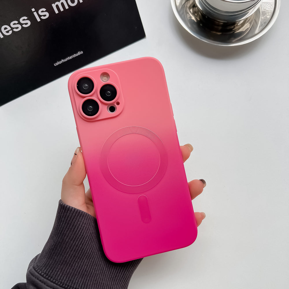 Wholesale iphone 17 two-tone magnetic charging phone case with apple 16 lens film liquid silicone protective cover and magnetic attachment