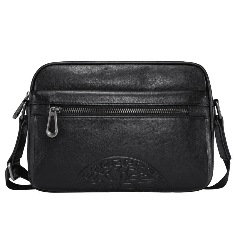 Men's bag messenger bag genuine leather men's bag horizontal style first layer cowhide bag soft leather bag business leisure shoulder bag trend