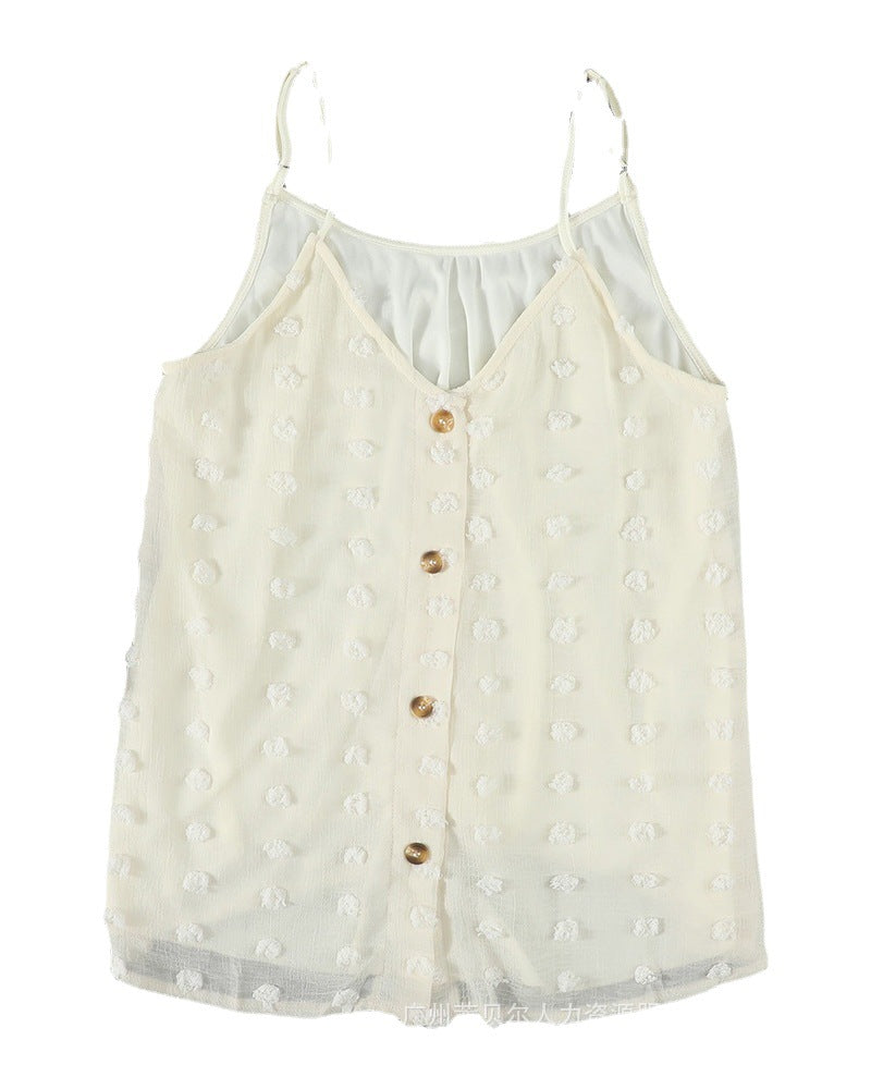 Spot  2022 European and American women's clothing  white chiffon jacquard sexy suspender