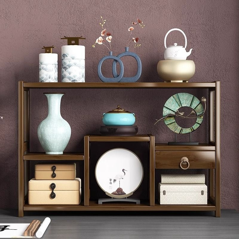 Desktop bogu rack solid wood chinoiserie small tea ornaments tea set purple clay pot multi-layer storage rack duobao pavilion