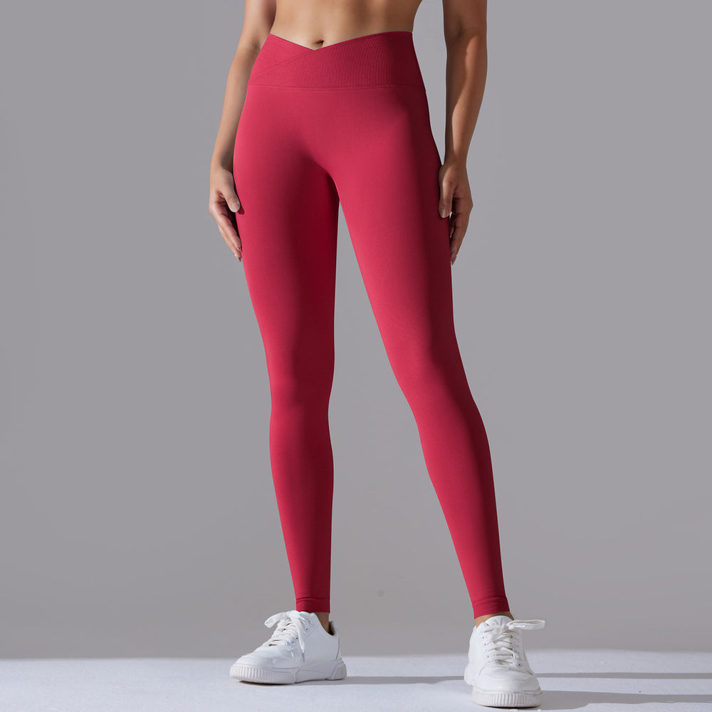 Fashion cross-border seamless tight yoga pants women's cross high waist peach butt lifting sports pants breathable quick-drying fitness pants