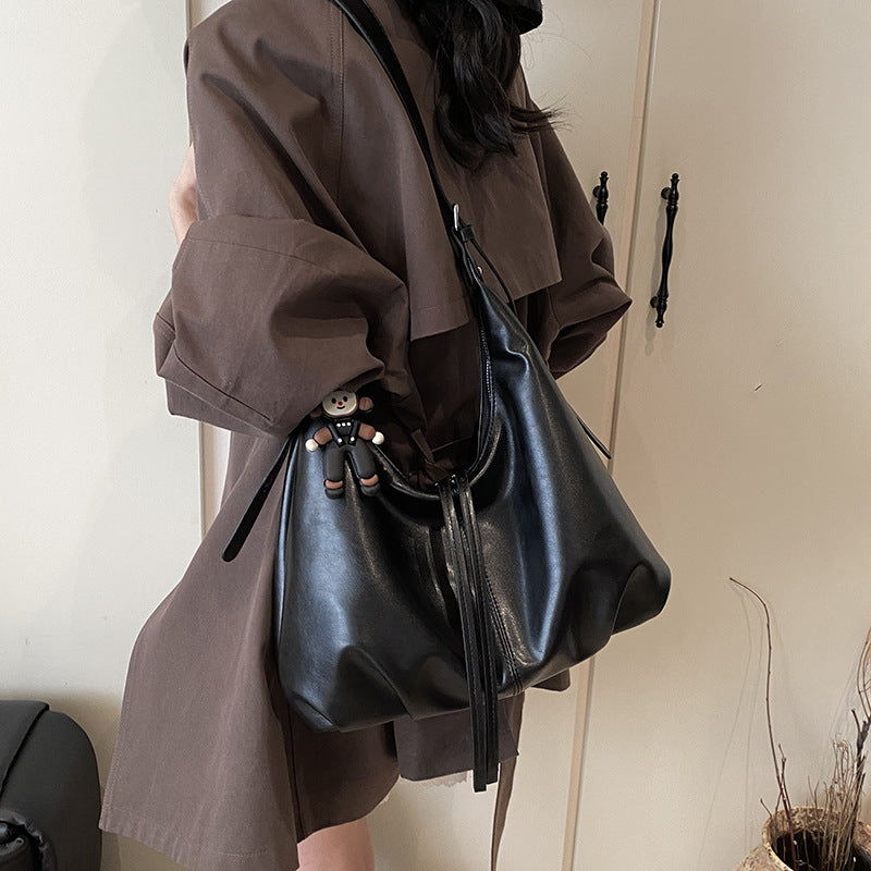 Foreign trade casual retro large-capacity bag women's 2025 new autumn and winter commuter shoulder messenger bag fashionable dumpling bag