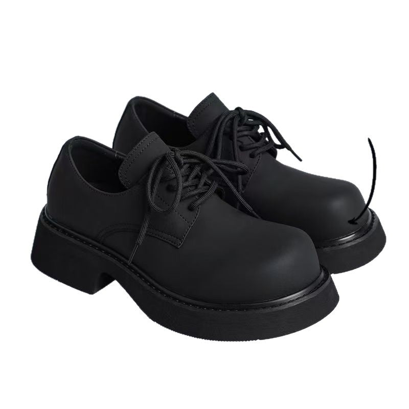 2025 spring new big toe derby men's shoes thick sole hong kong style niche styletrendycasual leather shoes men's workwear shoes trendy