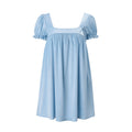European and american women's clothing  spring new french court sweet girly style square neck puff sleeve loose dress