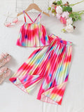 summer new arrival: sweet & fresh e-commerce style girls' two-piece set - camisole top & pleated pants