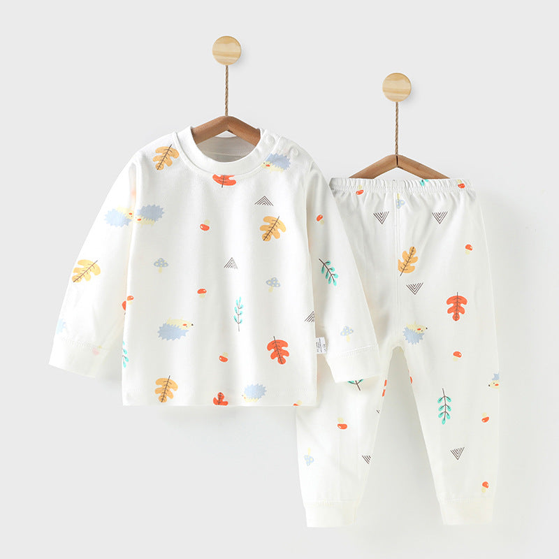 Wholesale autumn/winter baby thermal underwear sets for boys and girls, pure cotton newborn infant home wear - dropshipping available